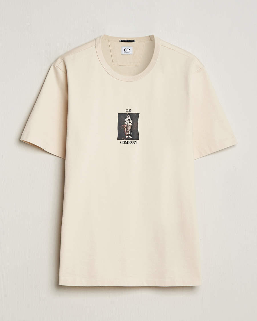 Uomini | T-shirt | C.P. Company | Mercerized Heavy Cotton Back Logo T-Shirt Ecru