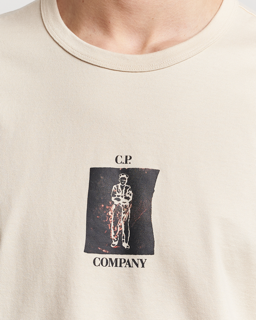 Uomini | T-shirt | C.P. Company | Mercerized Heavy Cotton Back Logo T-Shirt Ecru