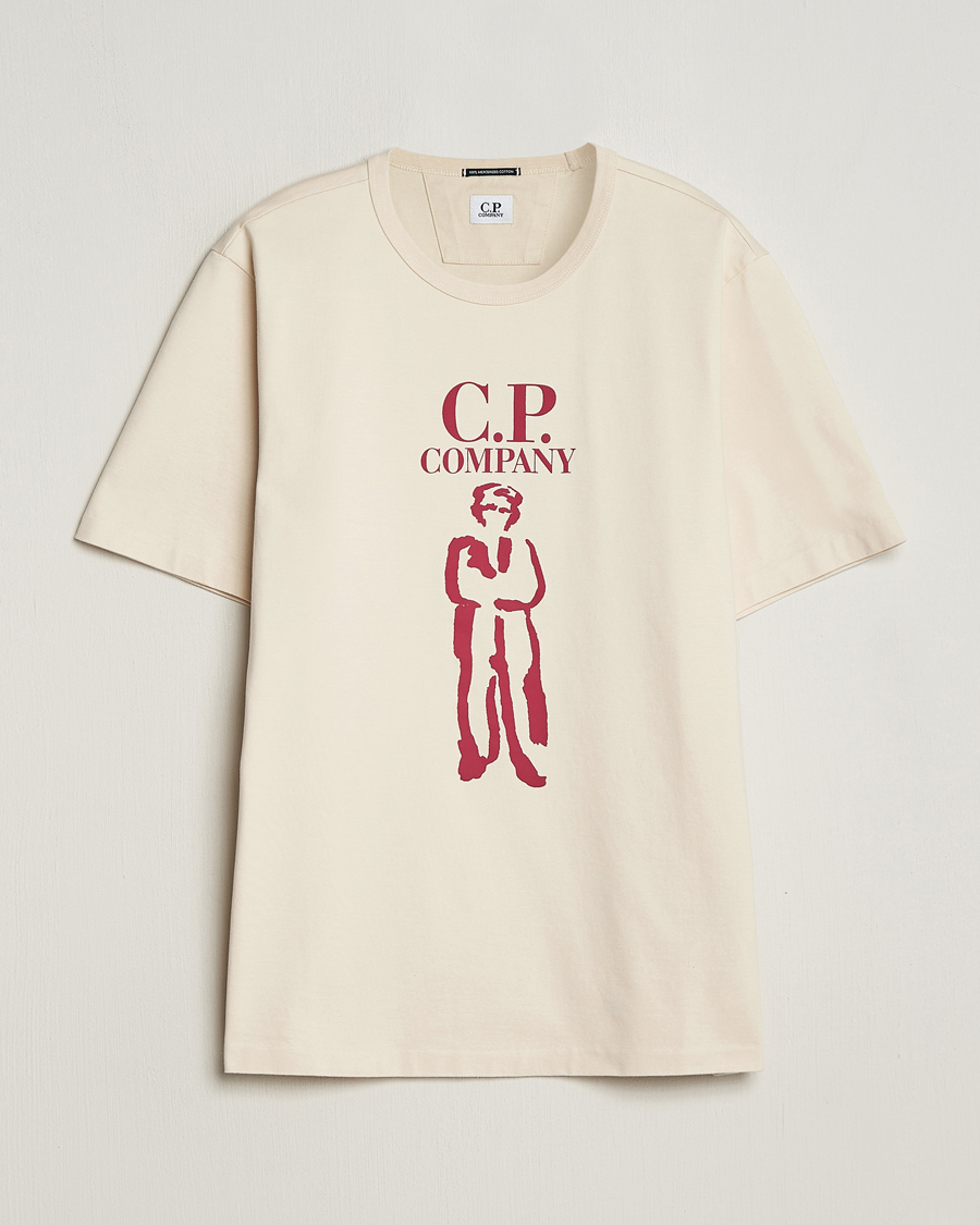 Uomini | T-shirt | C.P. Company | Mercerized Heavy Cotton Logo T-Shirt Ecru