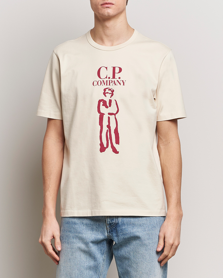 Uomini | T-shirt | C.P. Company | Mercerized Heavy Cotton Logo T-Shirt Ecru
