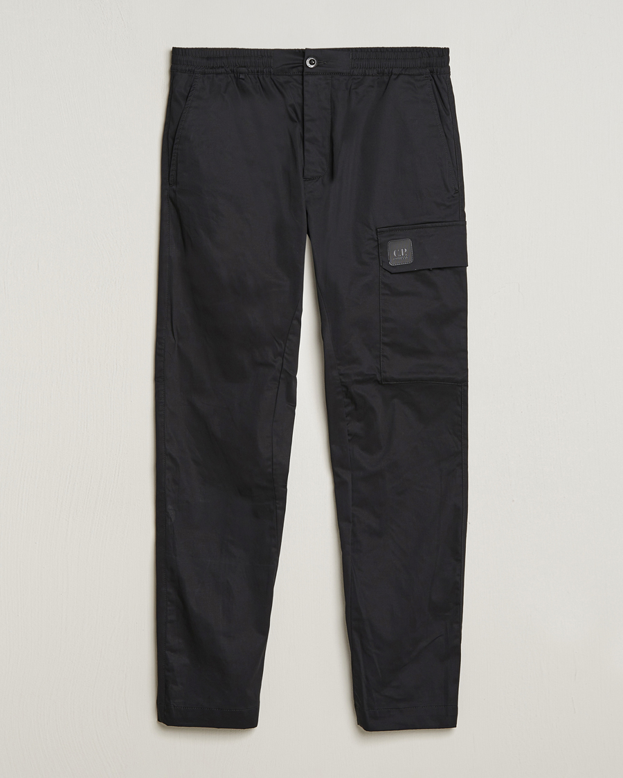 Uomini | Pantaloni | C.P. Company | Metropolis Gabardine Stretch Satin Cargo Trousers Black