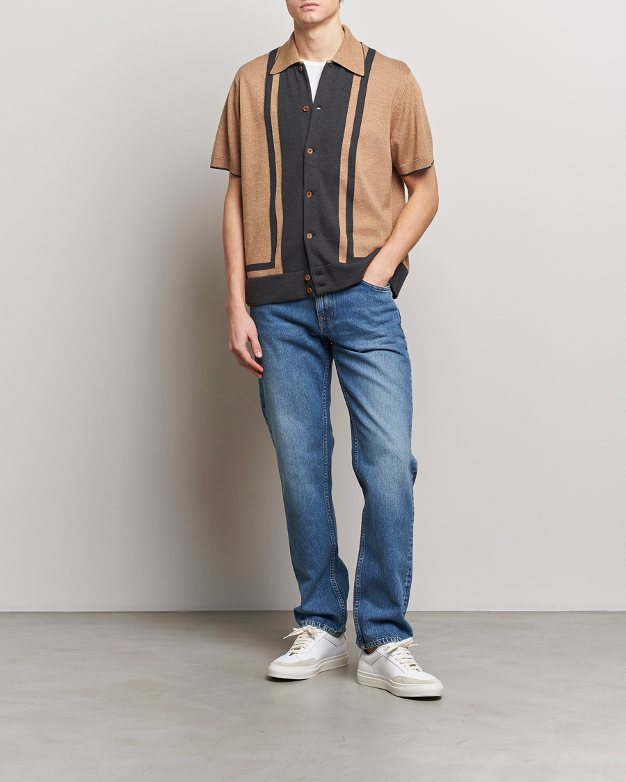 Uomini | Camicie | Nudie Jeans | Fabbe Knitted Polo Shirt Beige