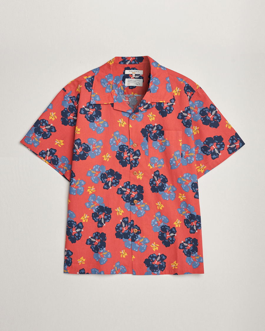 Uomini | Camicie | Nudie Jeans | Arthur Printed Flower Short Sleeve Shirt Red