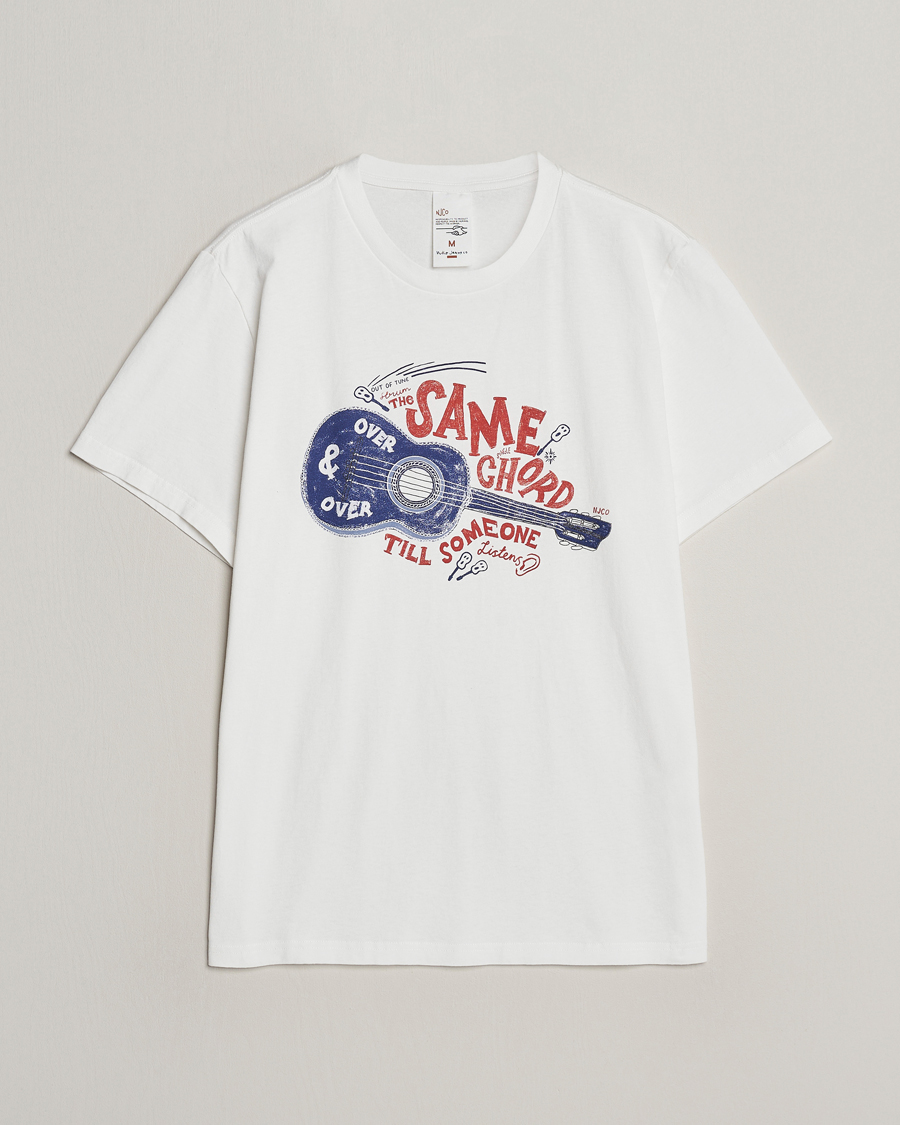 Uomini | T-shirt | Nudie Jeans | Roy Printed Crew Neck T-Shirt Off White