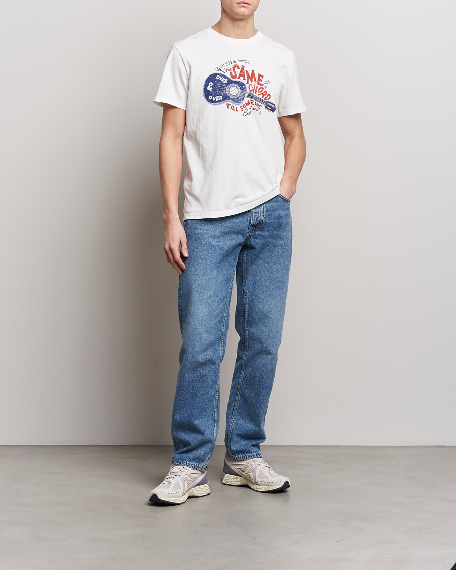 Uomini | T-shirt | Nudie Jeans | Roy Printed Crew Neck T-Shirt Off White