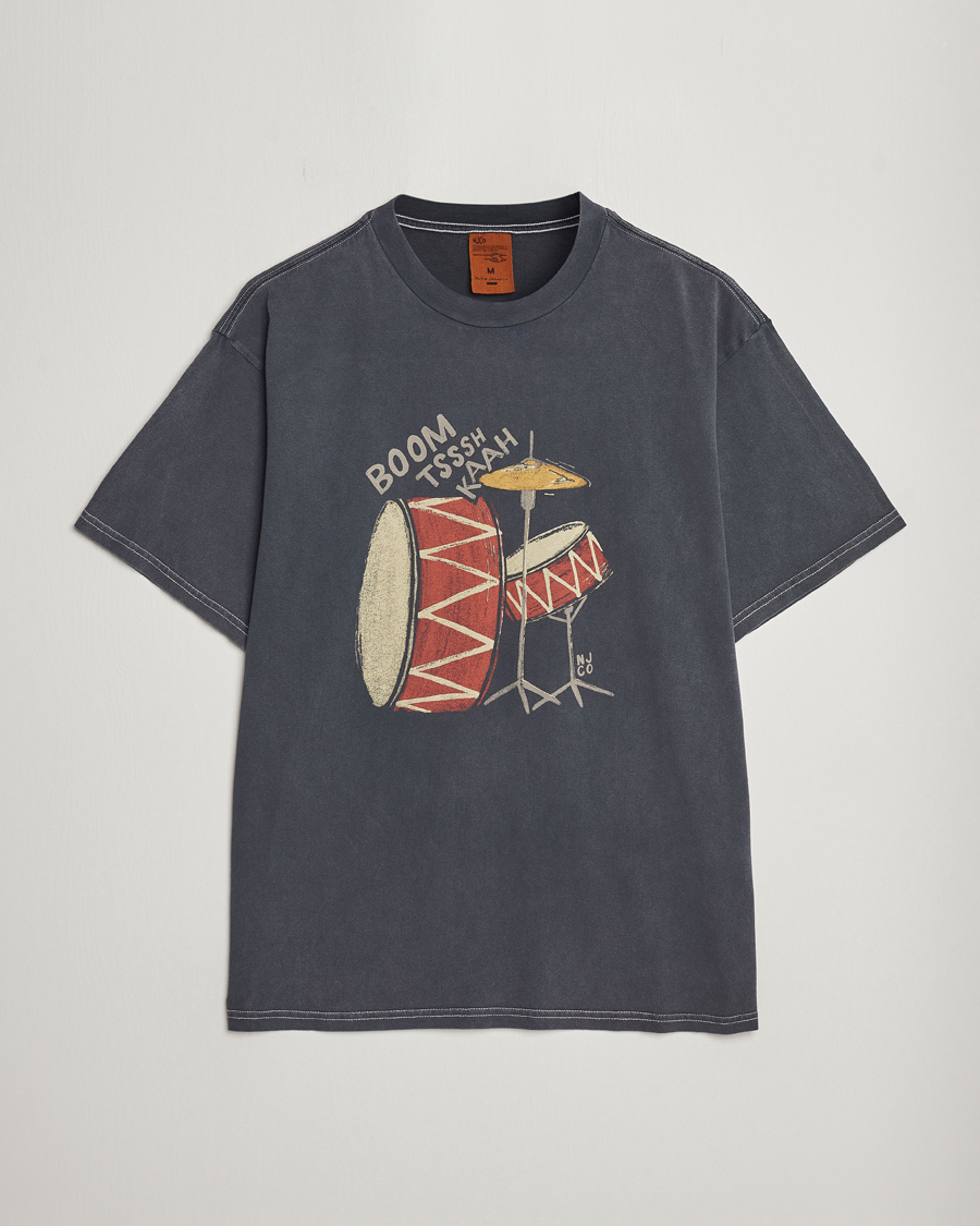 Uomini | T-shirt | Nudie Jeans | Koffe Printed Crew Neck T-Shirt Antracite