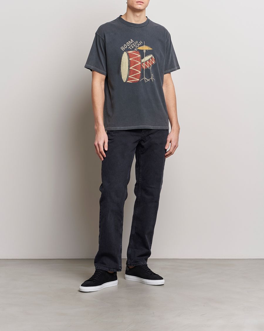 Uomini | T-shirt | Nudie Jeans | Koffe Printed Crew Neck T-Shirt Antracite