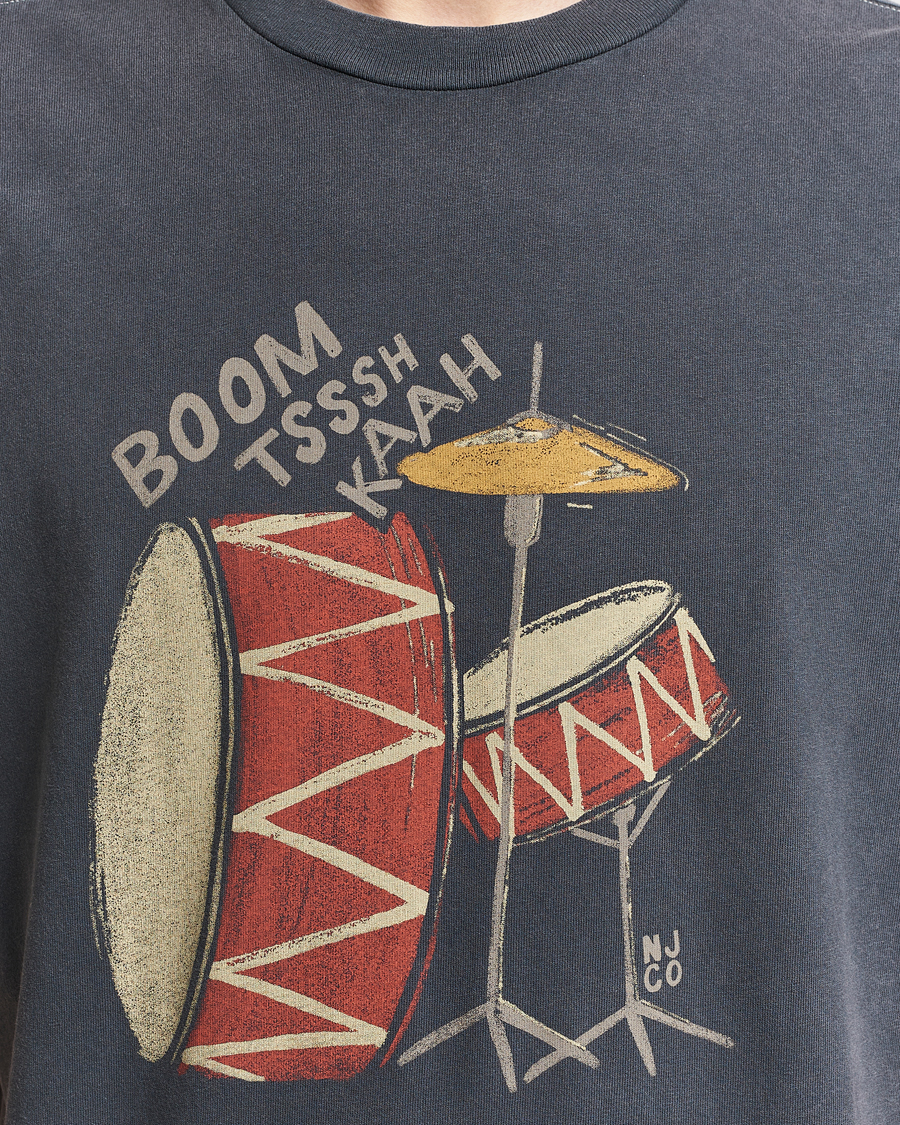 Uomini | T-shirt | Nudie Jeans | Koffe Printed Crew Neck T-Shirt Antracite