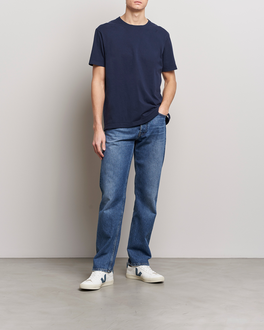 Uomini | T-shirt | Nudie Jeans | Uno Everyday Crew Neck T-Shirt Blue