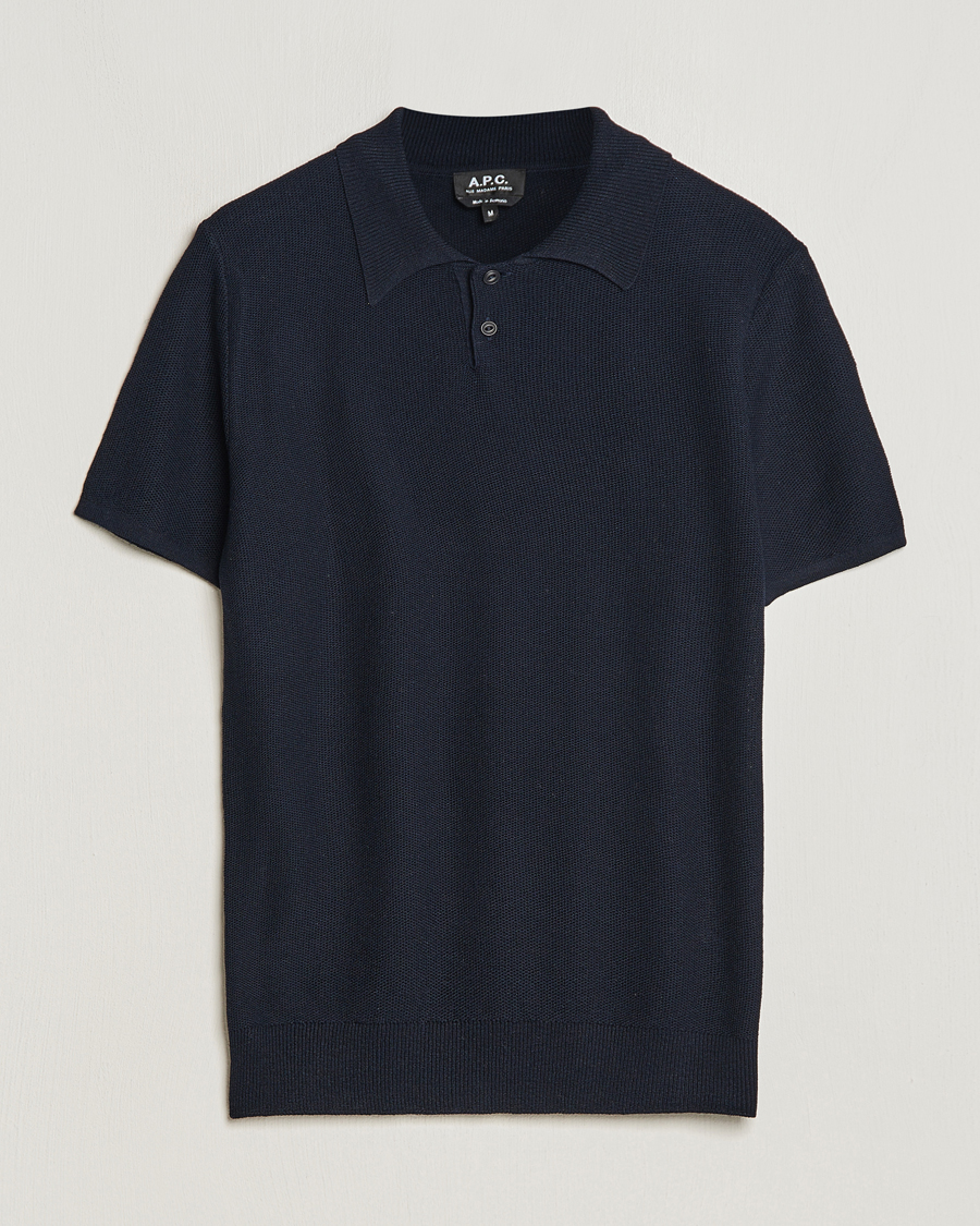 Uomini | Polo | A.P.C. | Jay Viscose/Linen Polo Dark Navy