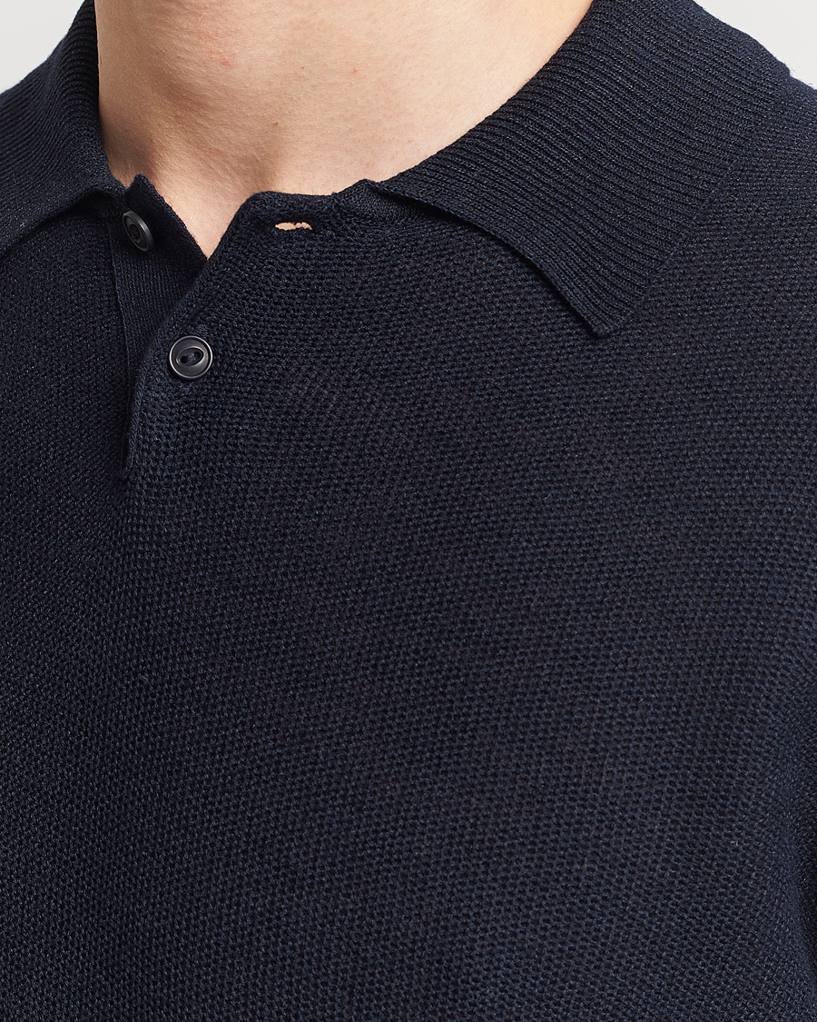 Uomini | Polo | A.P.C. | Jay Viscose/Linen Polo Dark Navy