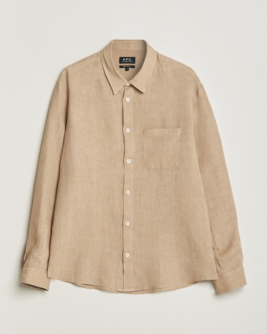 Uomini | Camicie | A.P.C. | Cassel Linen Shirt Beige