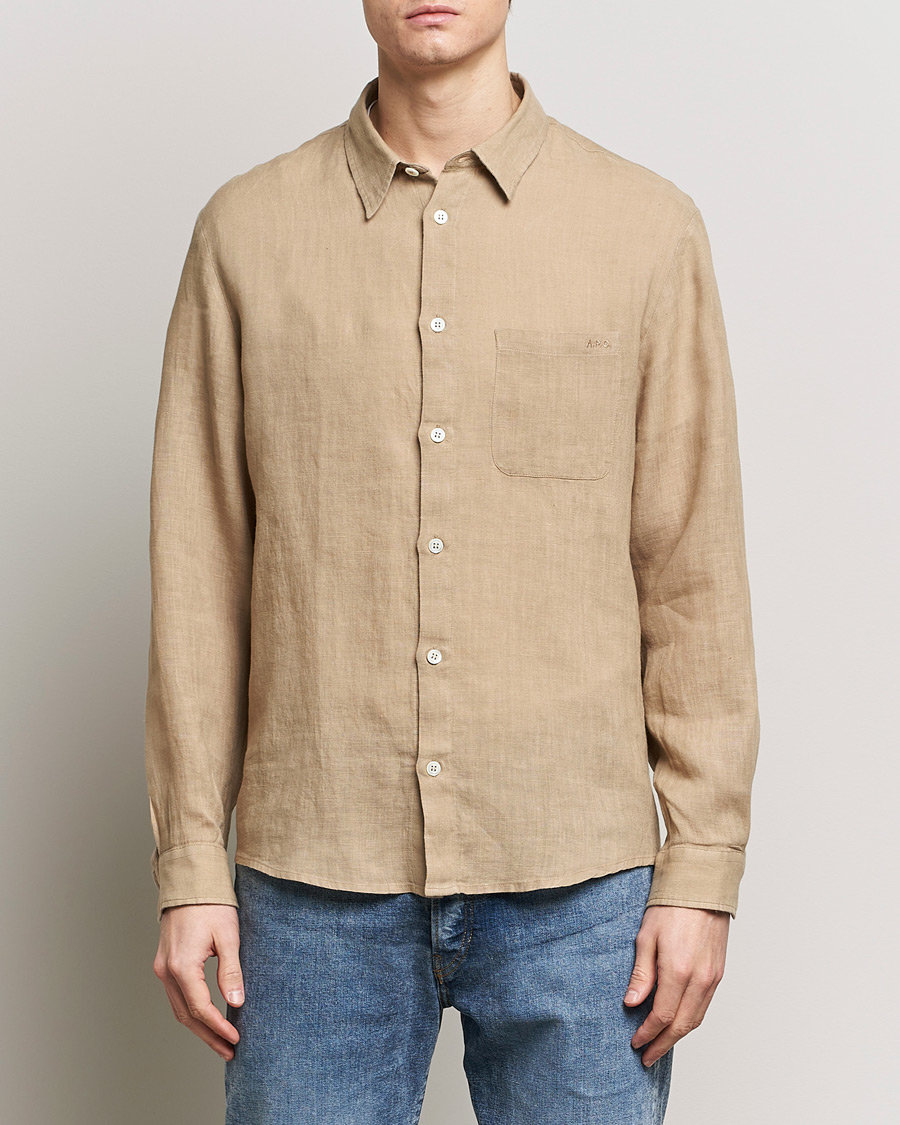 Uomini | Camicie | A.P.C. | Cassel Linen Shirt Beige