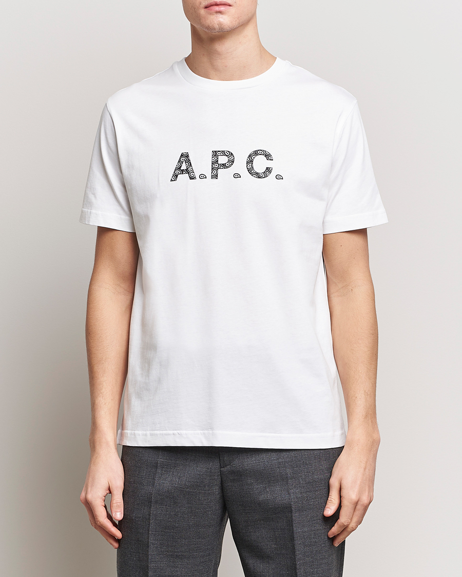 Uomini | T-shirt | A.P.C. | Paisley Logo Crew Neck T-Shirt White