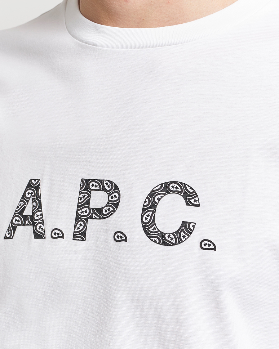Uomini | T-shirt | A.P.C. | Paisley Logo Crew Neck T-Shirt White