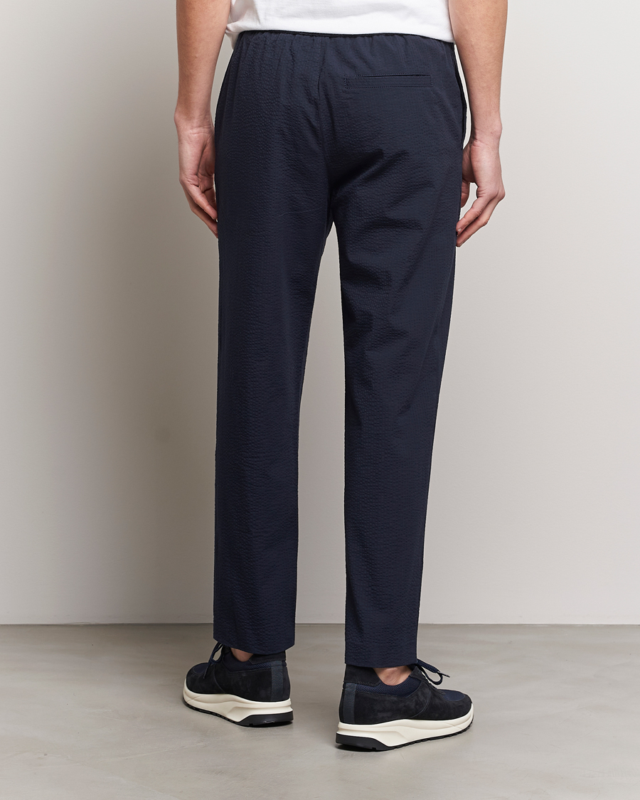 Uomini | Pantaloni | A.P.C. | Joaquin Seersucker Drawstring Trousers Dark Navy