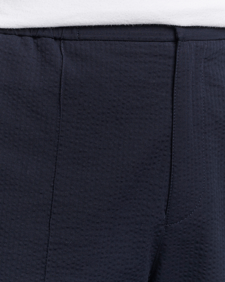 Uomini | Pantaloni | A.P.C. | Joaquin Seersucker Drawstring Trousers Dark Navy