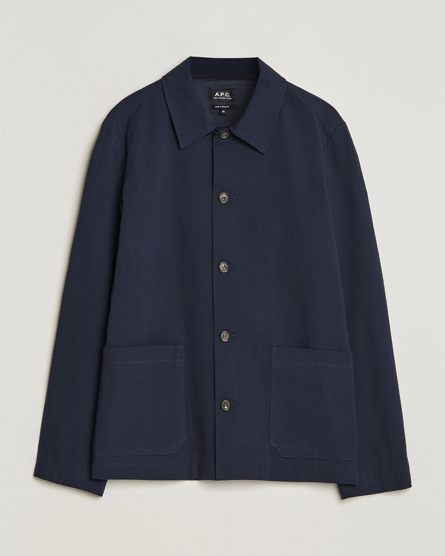 Uomini | Camicie | A.P.C. | Brest Seersucker Overshirt Dark Navy