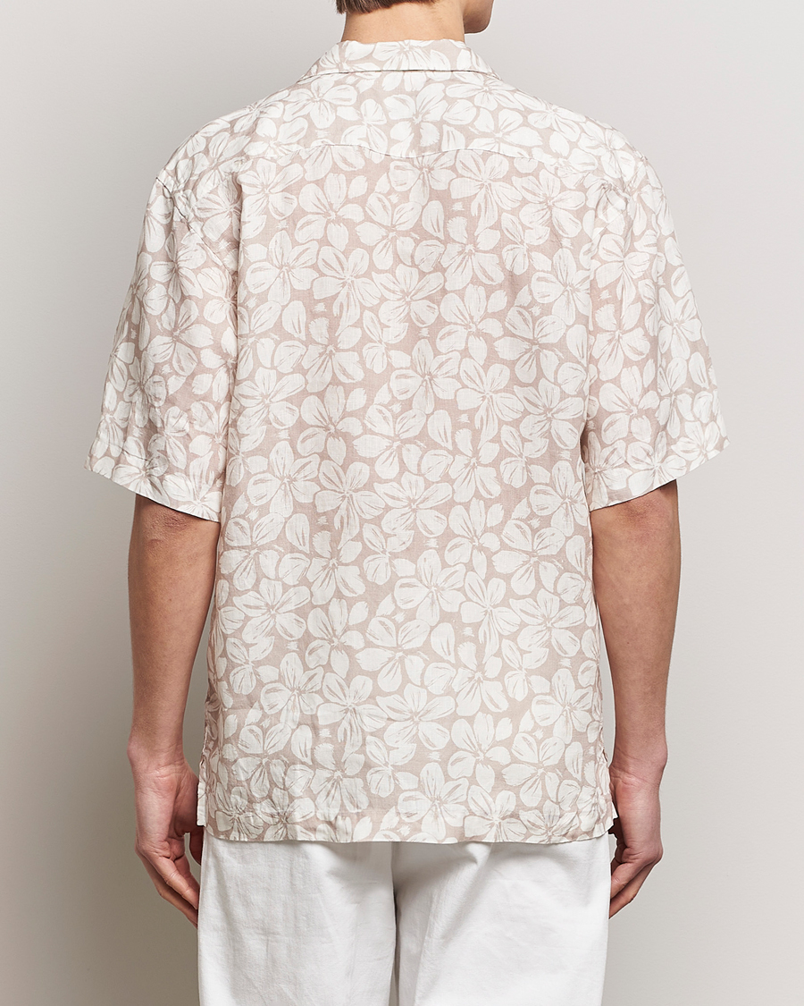 Uomini | Camicie | Eton | Printed Floral Linen Resort Shirt Beige