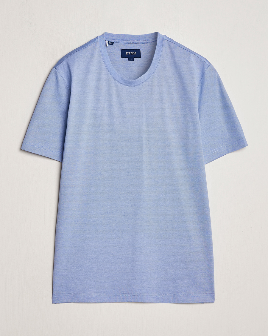 Uomini | T-shirt | Eton | Mercerized Jersey Crew Neck T-Shirt Mid Blue