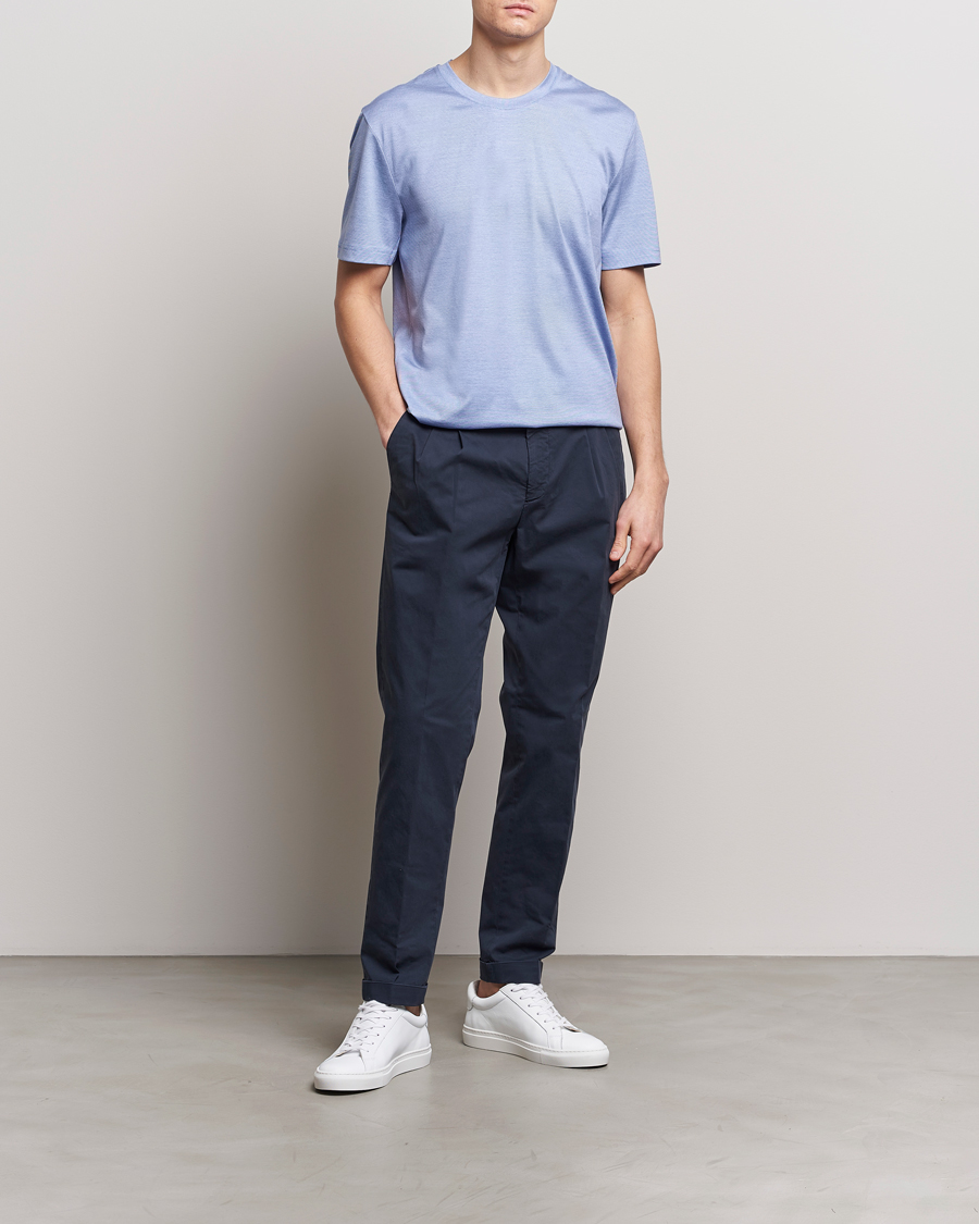 Uomini | T-shirt | Eton | Mercerized Jersey Crew Neck T-Shirt Mid Blue