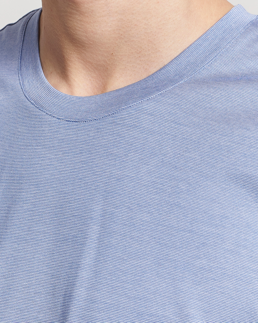 Uomini | T-shirt | Eton | Mercerized Jersey Crew Neck T-Shirt Mid Blue