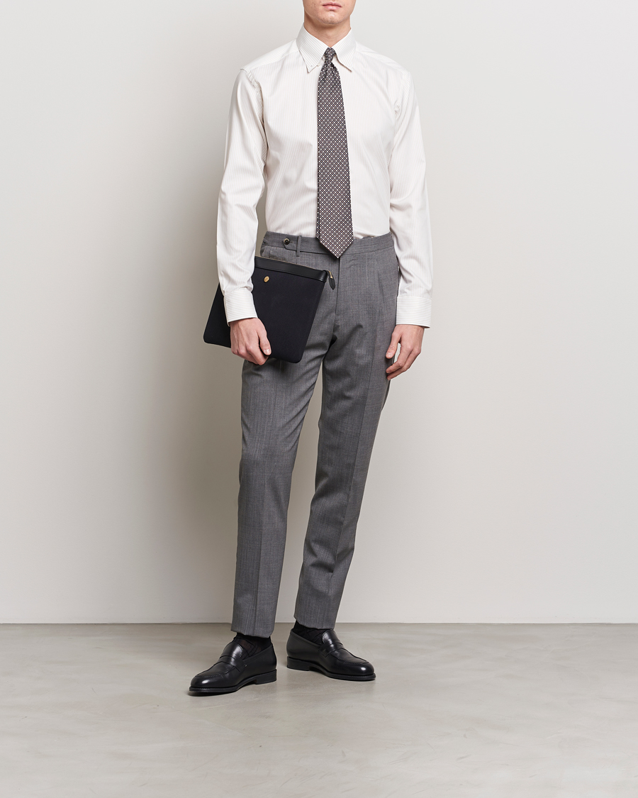 Uomini | Camicie | Eton | Slim Fit Bengal Striped Oxford Shirt Beige/White