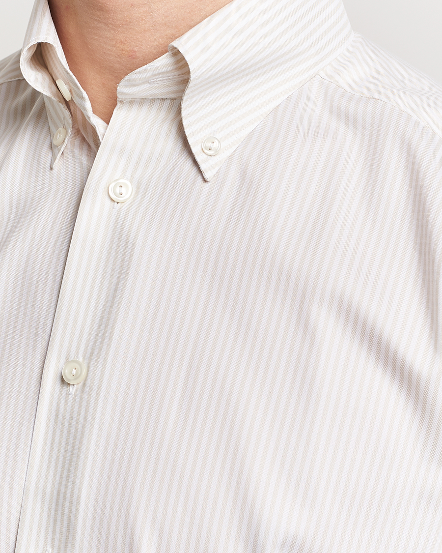 Uomini | Camicie | Eton | Slim Fit Bengal Striped Oxford Shirt Beige/White