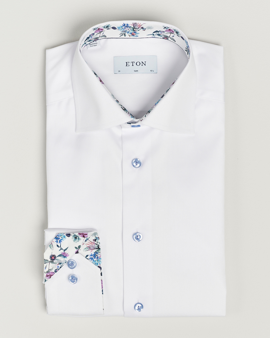 Uomini | Camicie | Eton | Slim Fit Signature Twill Contrast Shirt White