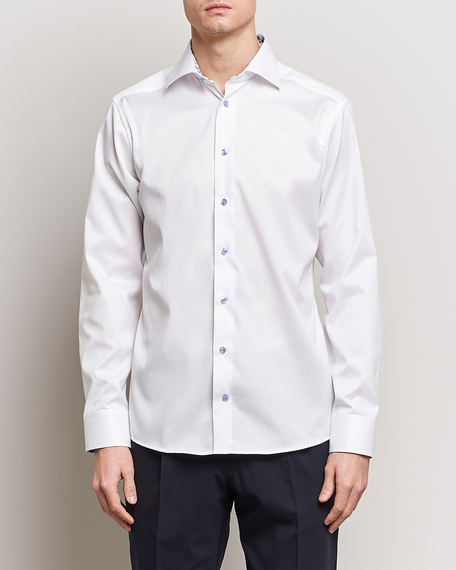 Uomini | Camicie | Eton | Slim Fit Signature Twill Contrast Shirt White