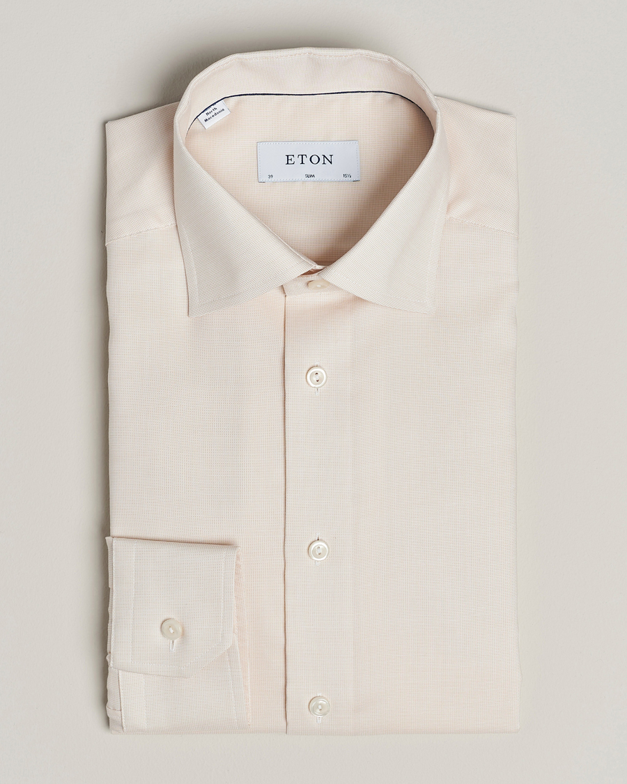 Uomini | Camicie | Eton | Slim Fit Twill Shirt Light Yellow