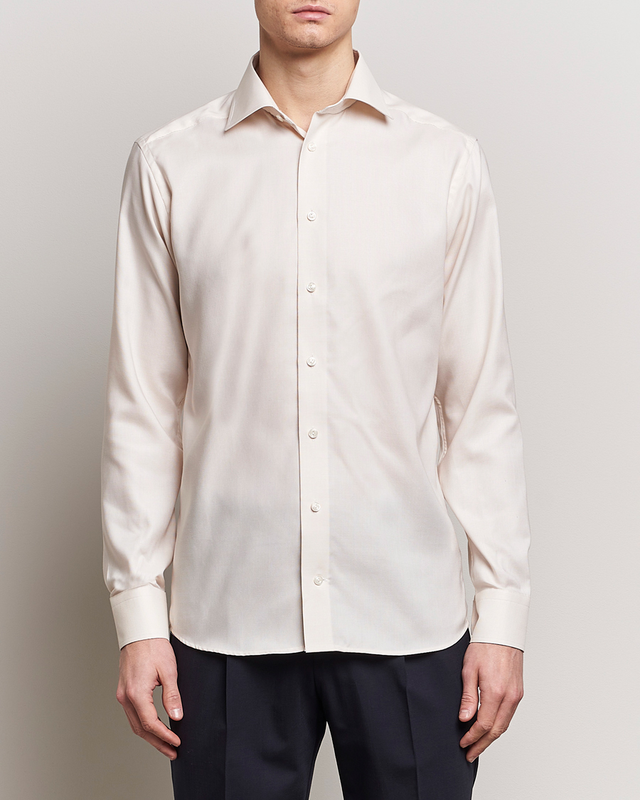 Uomini | Camicie | Eton | Slim Fit Twill Shirt Light Yellow