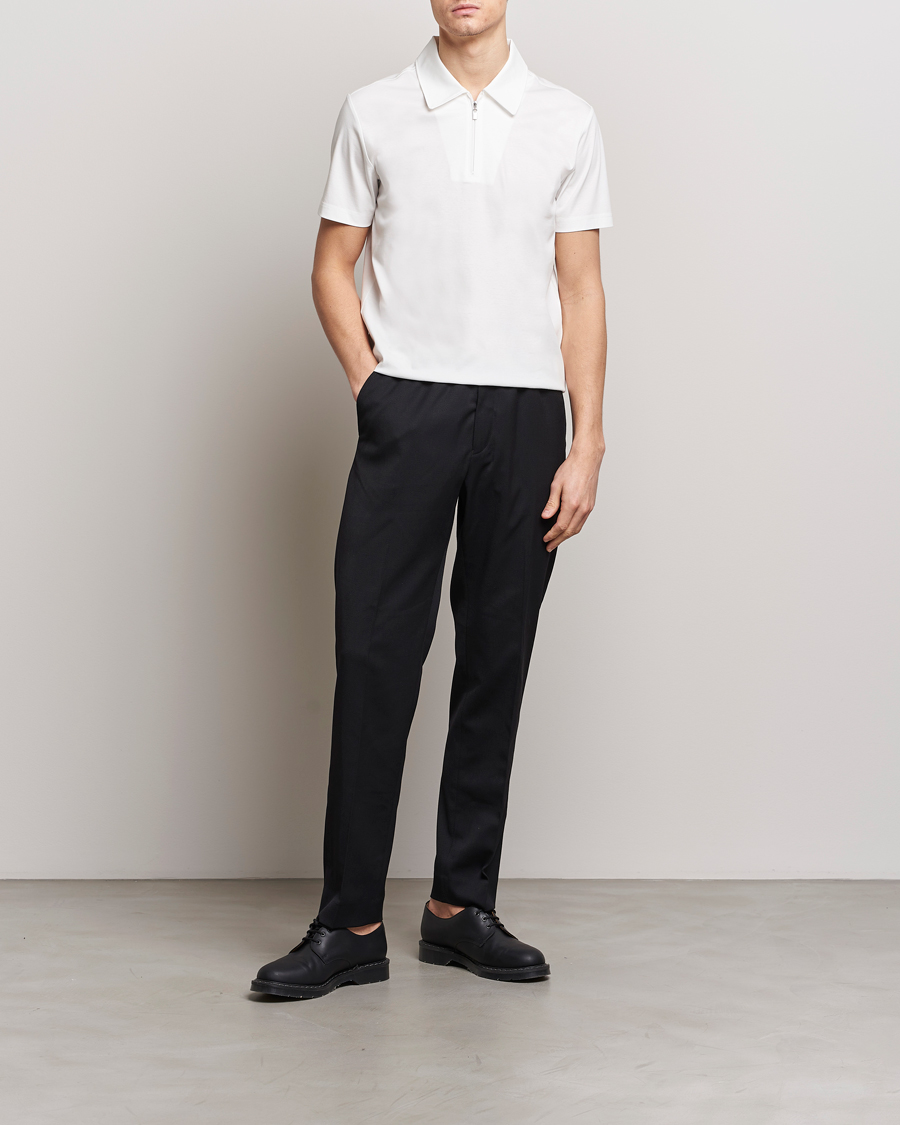 Uomini | Polo | Tiger of Sweden | Laron Mercerized Cotton Half Zip Polo Summer Snow