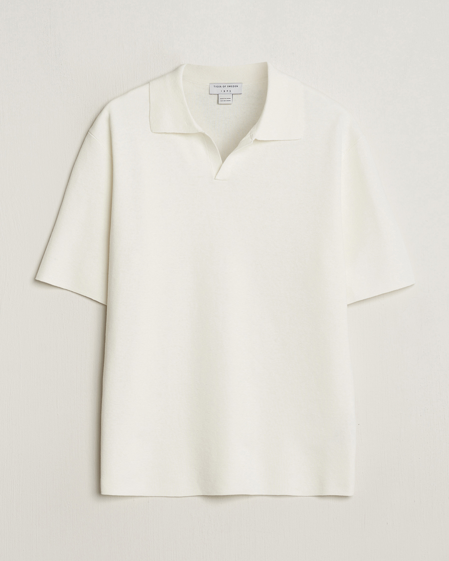 Uomini | Polo | Tiger of Sweden | Maelon Linen/Cotton Knitted Polo Summer Snow
