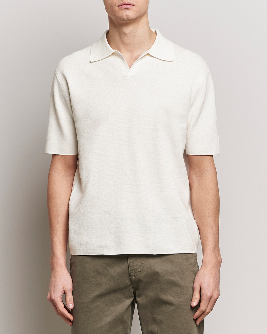 Uomini | Polo | Tiger of Sweden | Maelon Linen/Cotton Knitted Polo Summer Snow