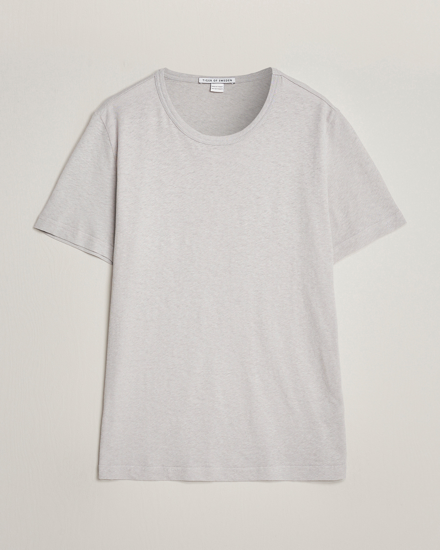 Uomini | T-shirt | Tiger of Sweden | Olaf Cotton/Linen Crew Neck T-Shirt Granite