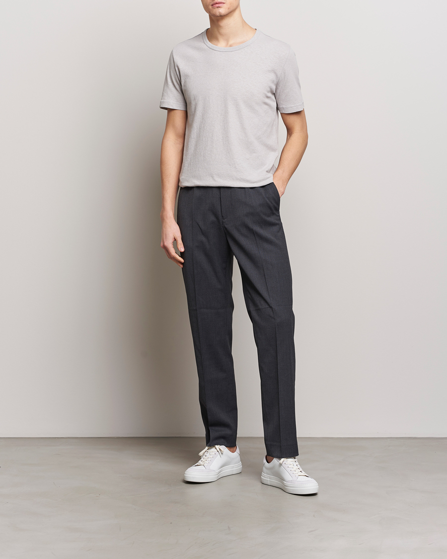 Uomini | T-shirt | Tiger of Sweden | Olaf Cotton/Linen Crew Neck T-Shirt Granite