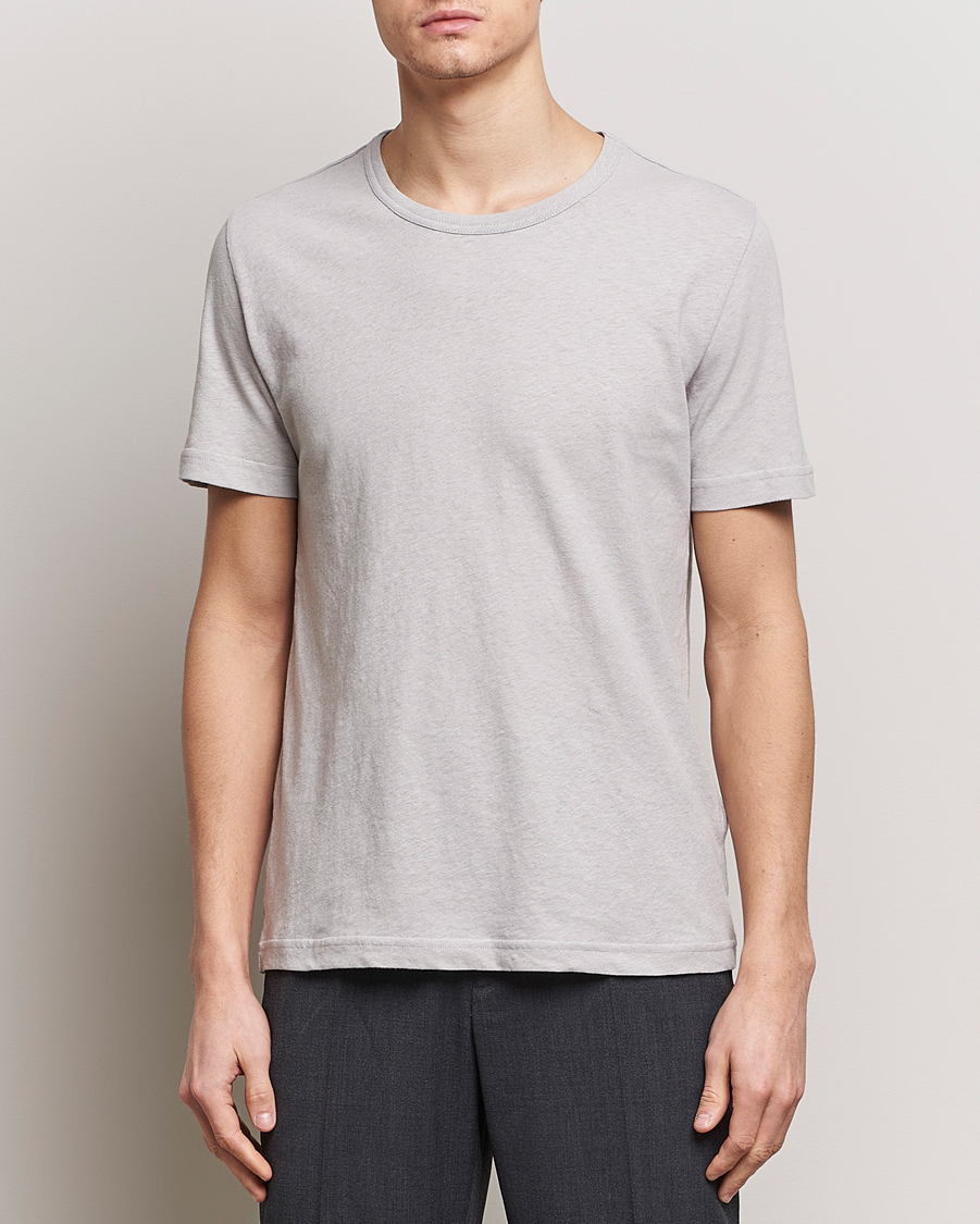 Uomini | T-shirt | Tiger of Sweden | Olaf Cotton/Linen Crew Neck T-Shirt Granite