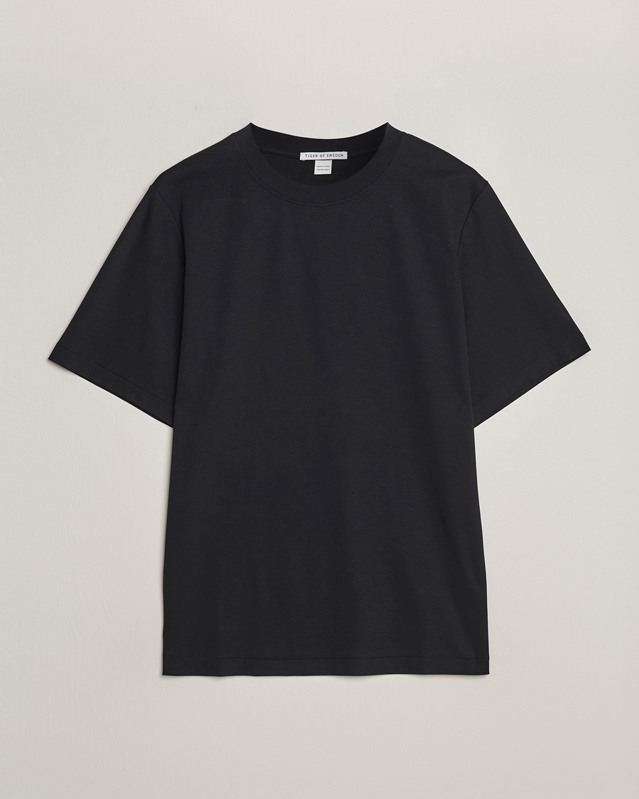 Uomini | T-shirt | Tiger of Sweden | Mercerized Cotton Crew Neck T-Shirt Black