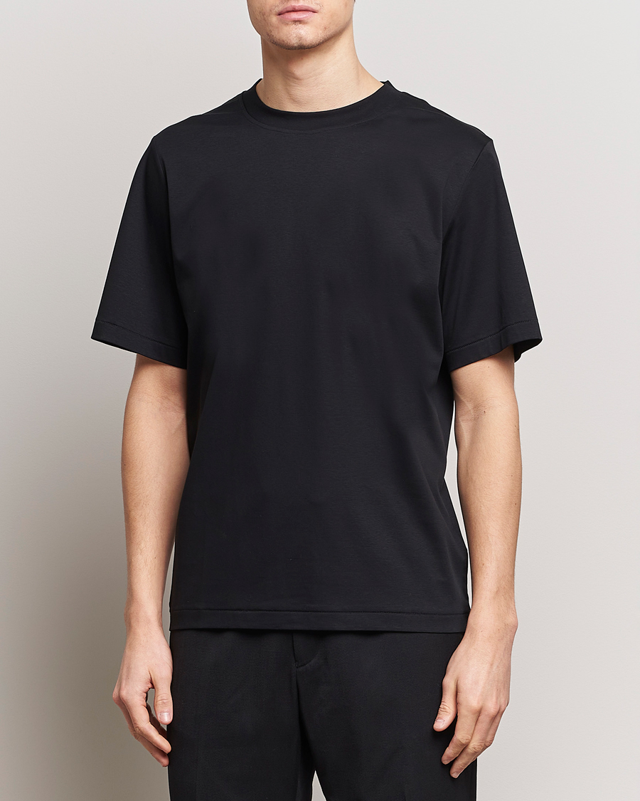 Uomini | T-shirt | Tiger of Sweden | Mercerized Cotton Crew Neck T-Shirt Black
