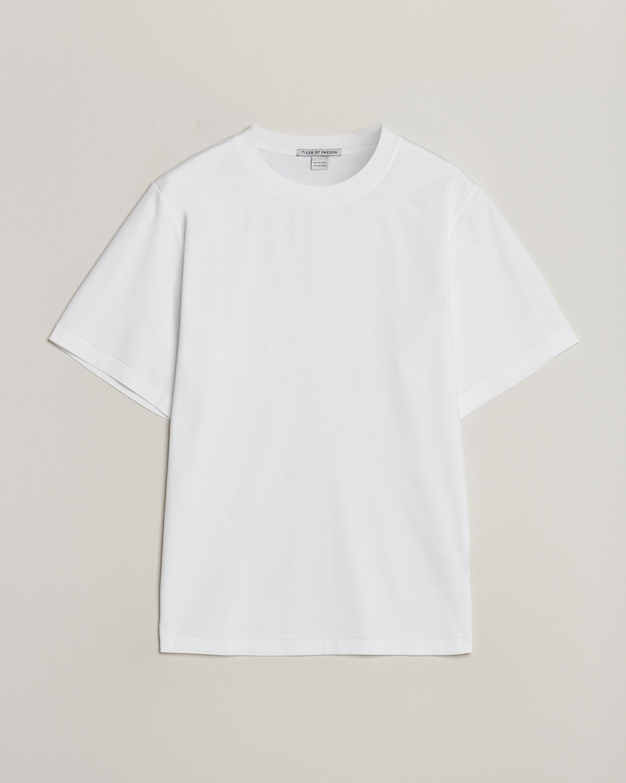 Uomini | T-shirt | Tiger of Sweden | Mercerized Cotton Crew Neck T-Shirt Pure White