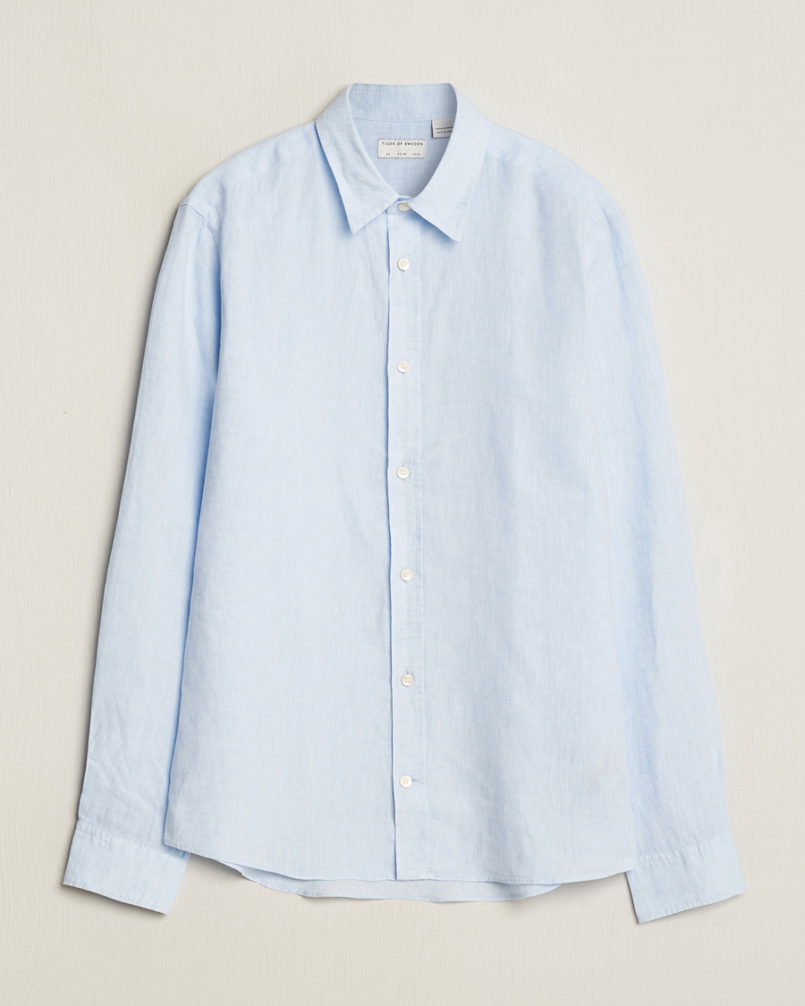 Uomini | Camicie | Tiger of Sweden | Spenser Linen Shirt Light Blue