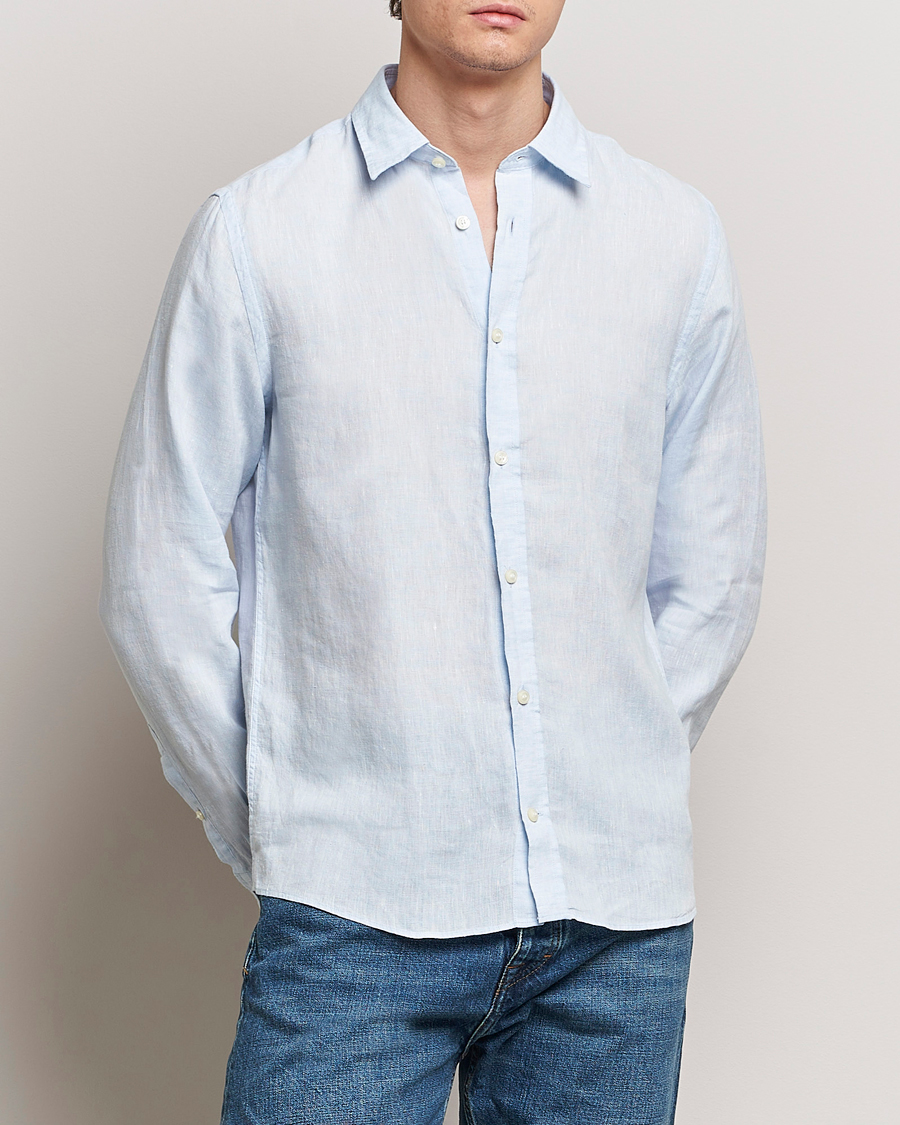 Uomini | Camicie | Tiger of Sweden | Spenser Linen Shirt Light Blue