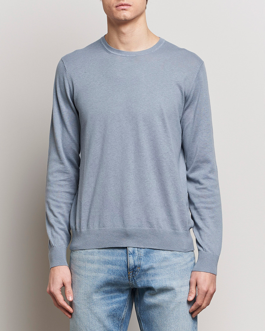 Uomini | Maglieria | Tiger of Sweden | Michas Cotton/Linen Knitted Sweater Polar Blue