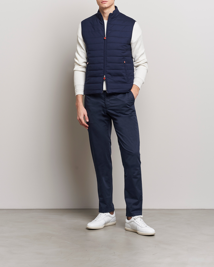 Uomini | Giacche | Kiton | Technical Wool Gilet Navy