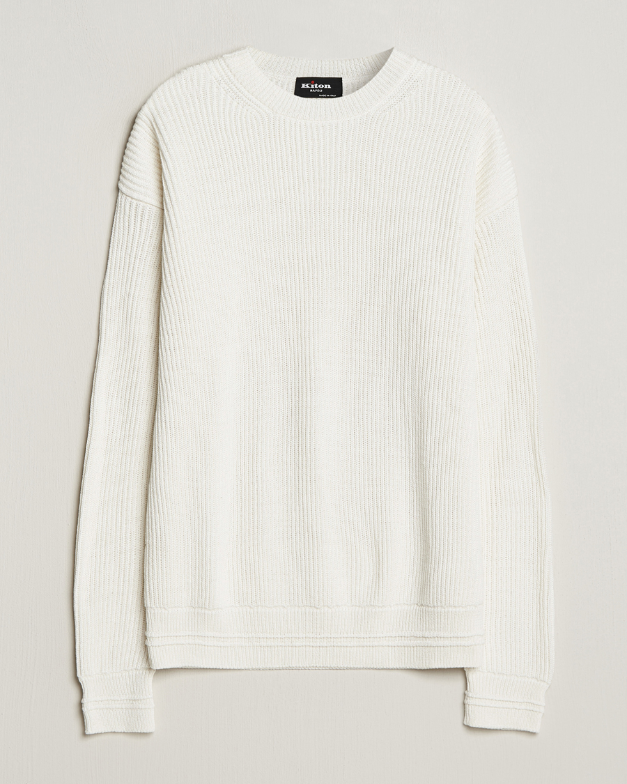 Uomini | Maglieria | Kiton | Cotton/Silk Rib Pullover Off White