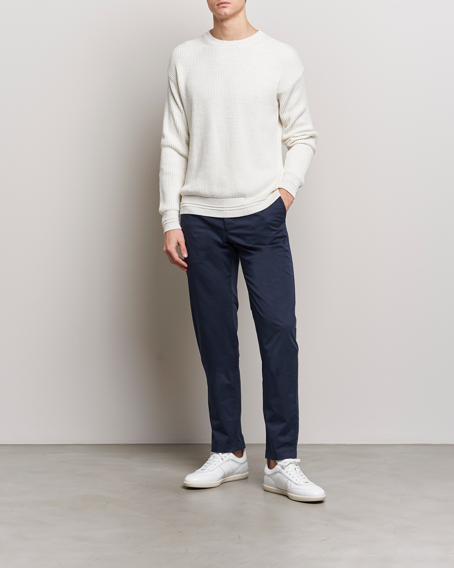 Uomini | Maglieria | Kiton | Cotton/Silk Rib Pullover Off White