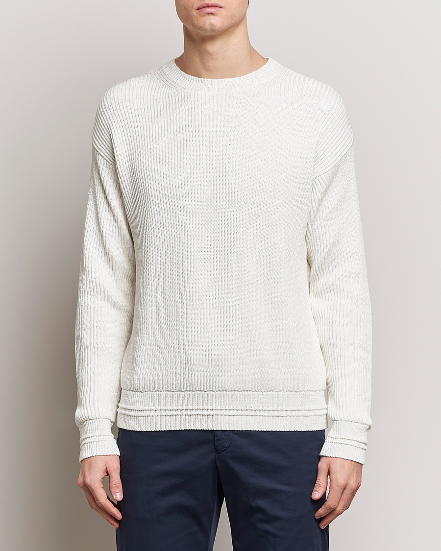 Uomini | Maglieria | Kiton | Cotton/Silk Rib Pullover Off White
