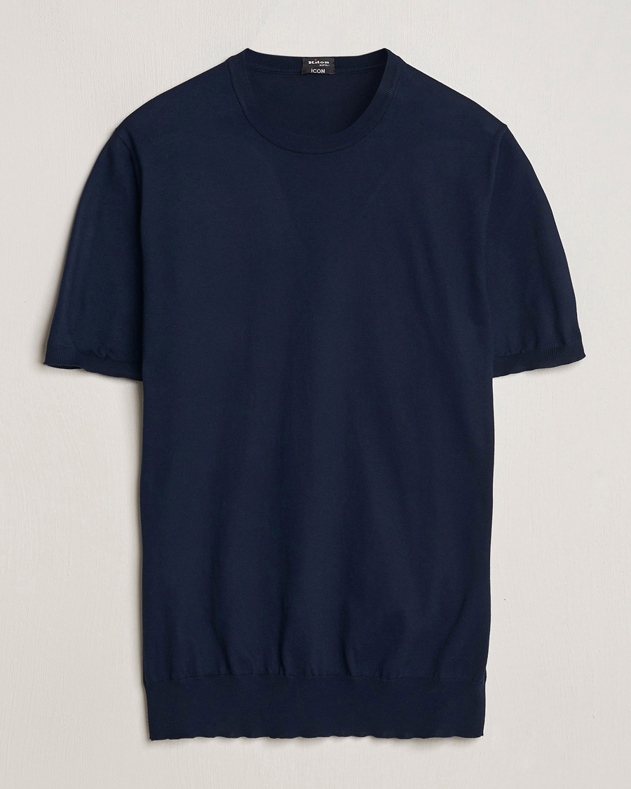 Uomini | T-shirt | Kiton | Sea Island Cotton Knit T-Shirt Navy