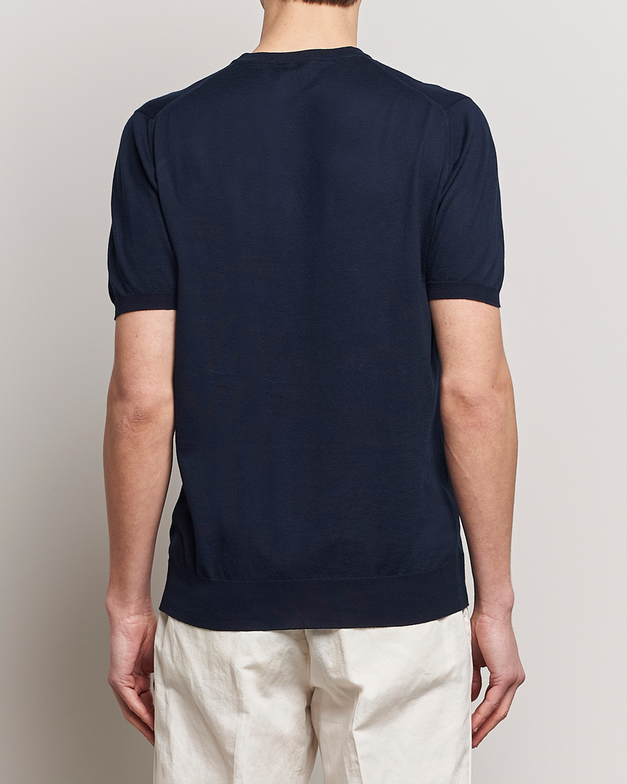 Uomini | T-shirt | Kiton | Sea Island Cotton Knit T-Shirt Navy
